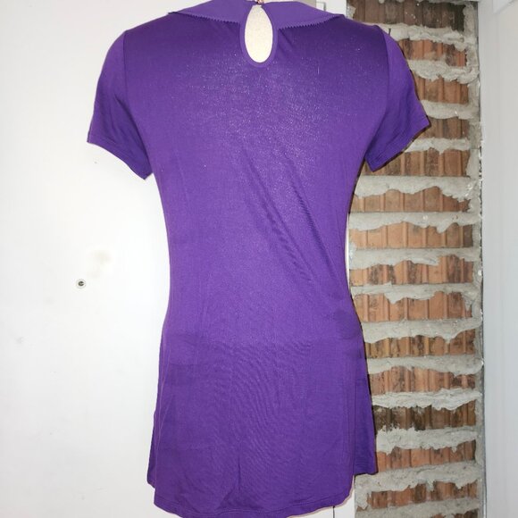 Ted Baker Purple Pleated Top Keyhold Button Size 3 M Medium - Picture 4 of 7